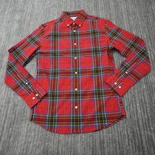 Goodfellow  Co Shirt Button Down Red Plaid Slim Fit Long Sleeve New Small