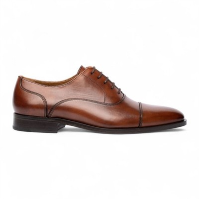 Chapman & Moore Herren Brown Einfarbig Leder Brogue Cap-Zehe Oxford Büroschuhe