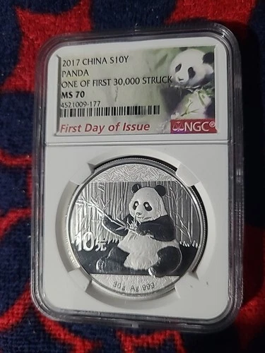 2017 China Silver Panda MS70 NGC First Day of Issue 1oz S10Y Early Strike