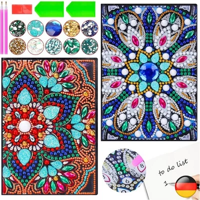 MARKENLOS 2er Set DIY Diamant Painting A5 Notizbuch Bastelset Kinder Spielzeug ab 5+Jahre.