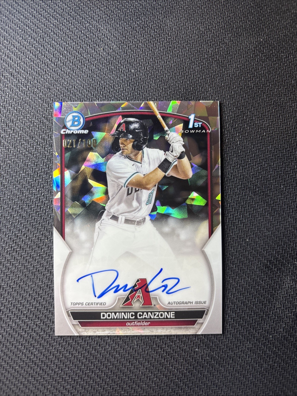 2023 Bowman Chrome Dominic Canzone 1st Atomic Auto /100 CPA-DC