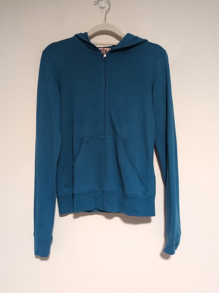Juicy Couture Sweater Hoodie Zip Up Pockets Blue Size M