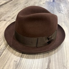 Christys' Classic Brown 100 Fine Fur Felt Fedora Hand Made in England 57CM