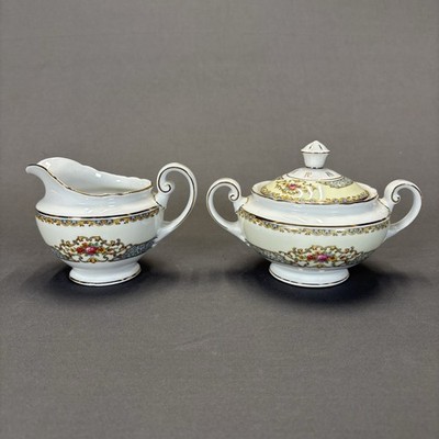 TK Thun Bohemia Czechoslovakia Creamer and Sugar Bowl Set Ornate Floral