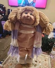 Cabbage Patch Kids Doll #10 Pink Winter Corduroy Romper,Scarf,Tan Lion Mane Hair