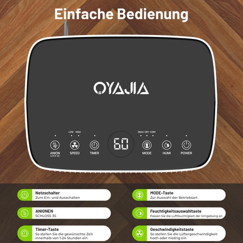 Luftentfeuchter 12L/Tag Elektrisch Entfeuchtung Lufttrockner mit 1.6L Axlgtzgaqk - Bild 9 von 20