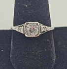 Vintage Sterling Silver Filigree Clear Gemstone Art Deco Ring Size 9 - 2.6g