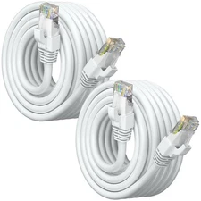 Cat 6 Ethernet Cable 20 Ft 2 Pack, High Speed LAN Internet Patch Cord White