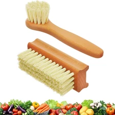 Fruit and Vegetable Brush Scrubber 2 Set, Potato Mushroom Veggie Brush w/ Handle