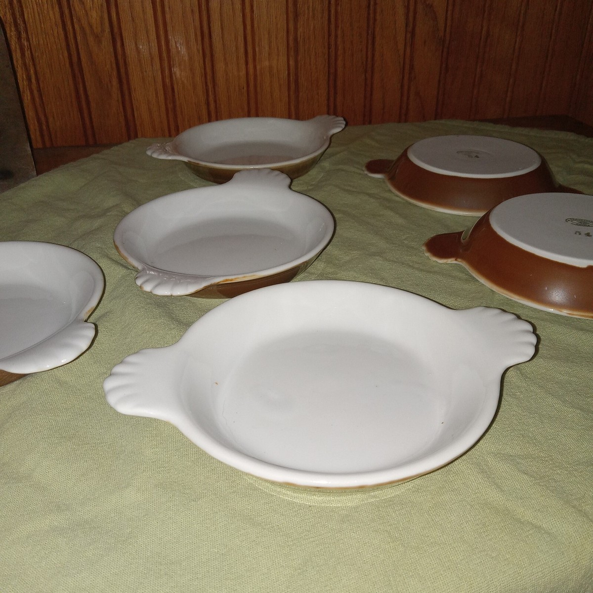 Vintage Fraunfelter Ohio China #54, brown lustre Ind. Au Gratin (6