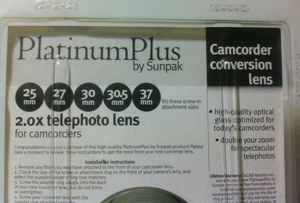 Platinum Plus 37mm 2.0x Telephoto Conversion Lens by Sunpak - Image 4 of 4