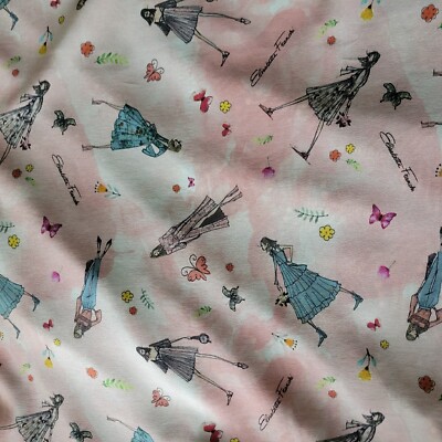 Pale Pink Art-Print Silk Crepe de Chine from Italy for Elisabetta Franchi!