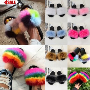 ladies fluffy sliders