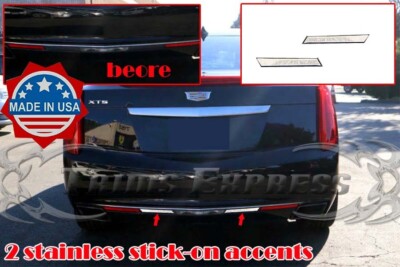 fit:2013-2017 Cadillac XTS Rear Fog Accent Marker Light Sticker Stainless 2Pc