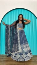 Ethnic Look Rangoon Silk Teal Blue Lehenga Choli  Dupatta For Engagement Wear