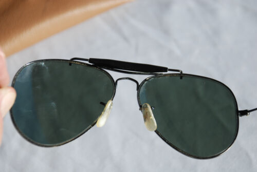 Occhiali da sole aviatore 58-14 B&L Ray Ban outdoor montatura nera custodia anni 80 - Foto 5 di 17