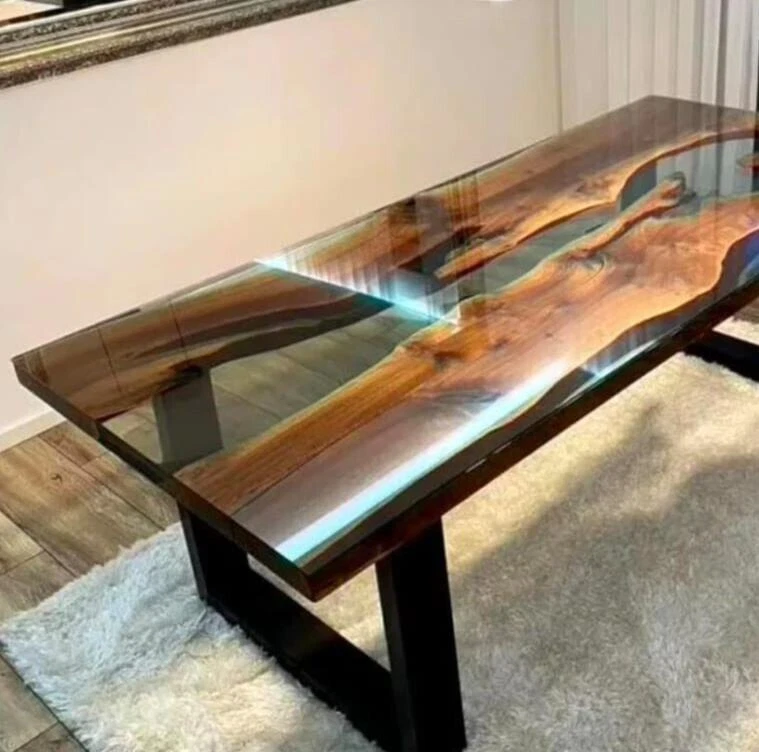 Epoxy Resin Dining Table – Luxury Handmade Furniture Clear Epoxy Table Top - Image 3 of 4