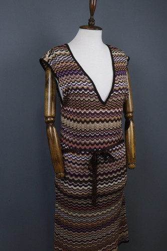 MISSONI LINDEX Multicolor Sleeveless Belted Knee Length Dress Size M - Picture 5 of 12