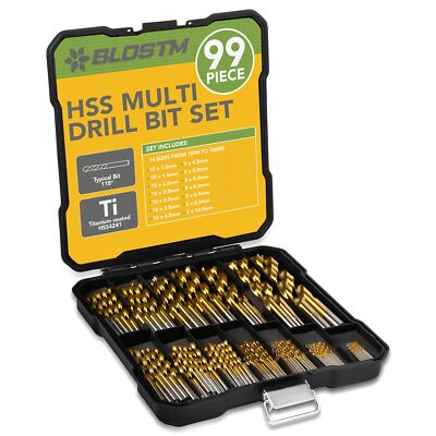 BLOSTM HSS Bohrer-Set 99-teilig 1mm-10mm Bits titanbeschichtet Mehrzweck