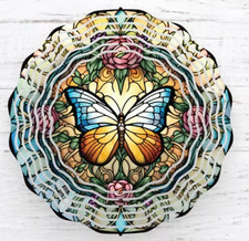 Stained Glass Butterfly 10" Wind Spinner Handmade