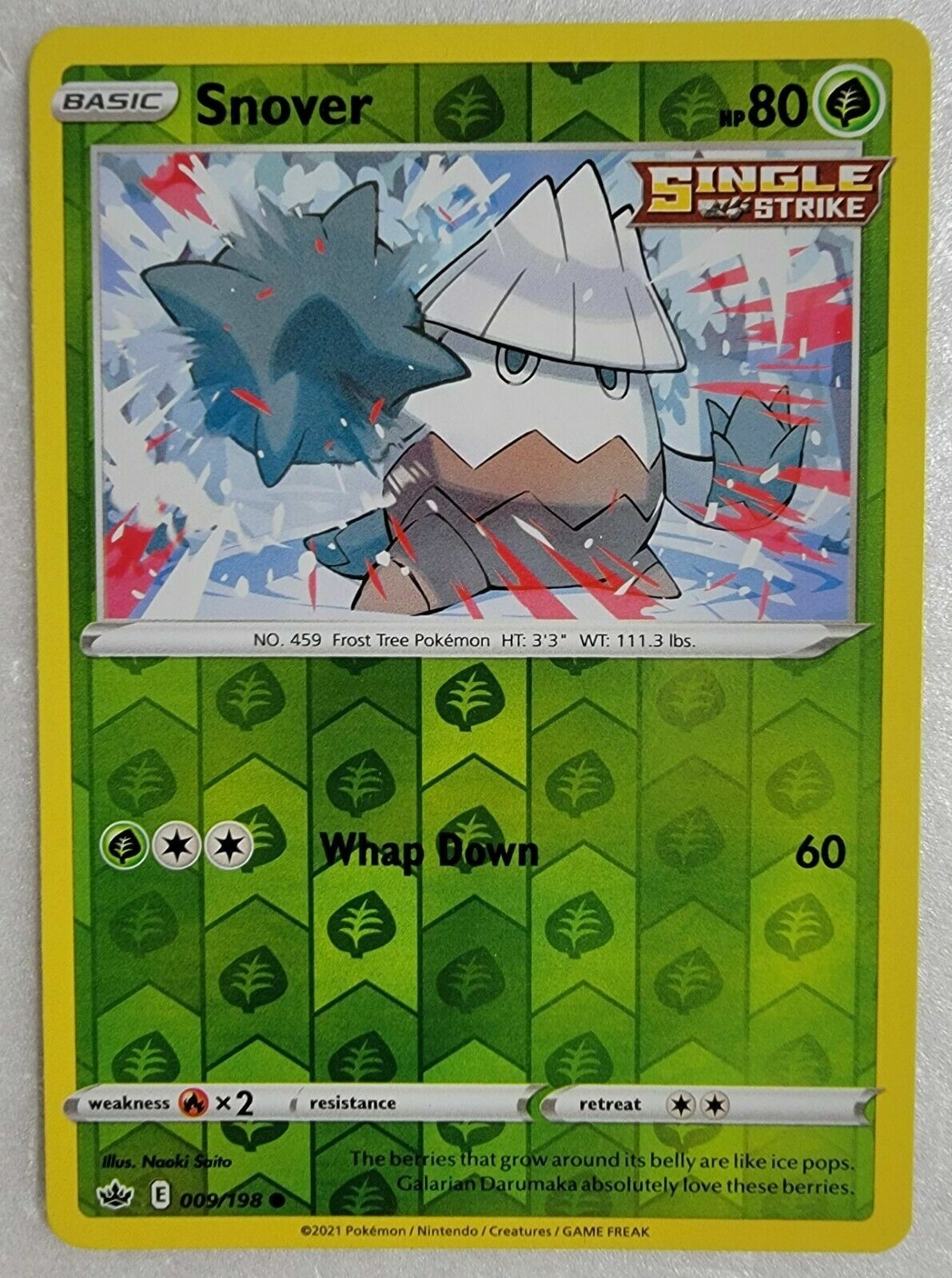 Pokemon - SNOVER - 009/198 - REVERSE HOLO - Chilling Reign - NM/M - New