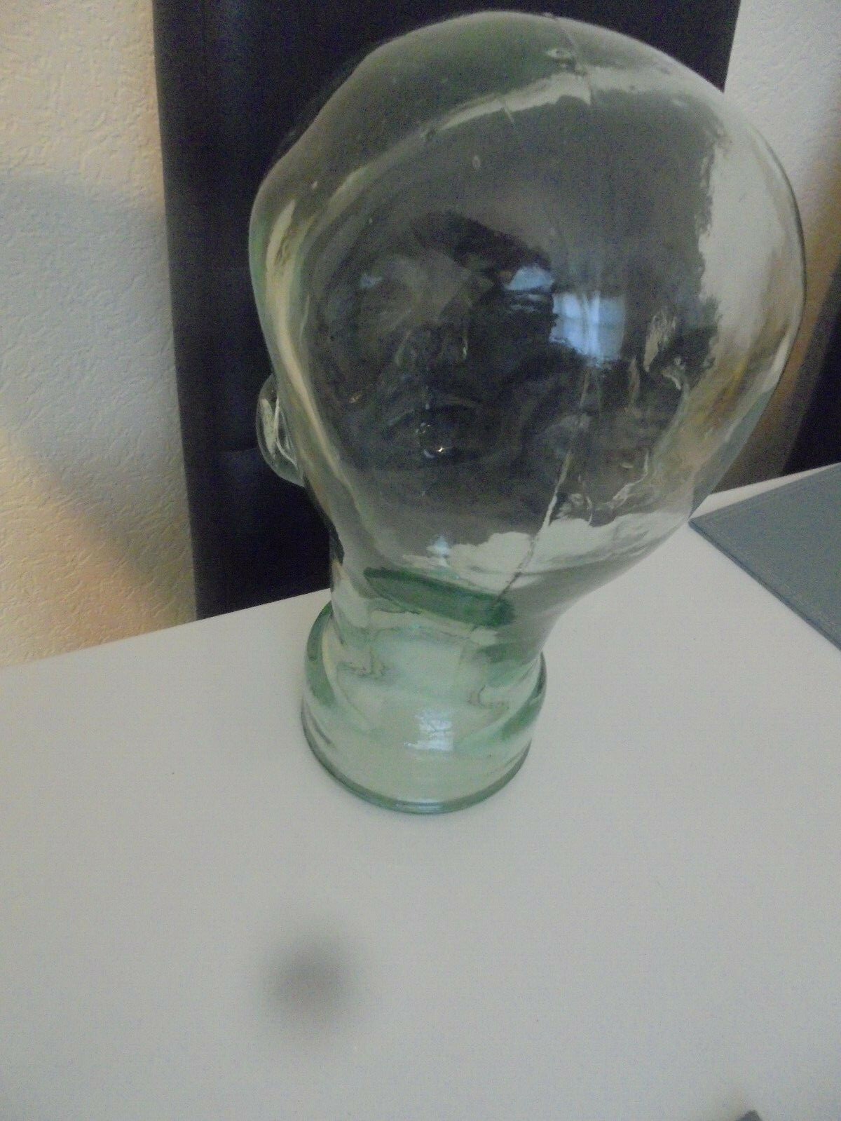 Vintage Green Glass head mannequin shop Display hat stand glasses