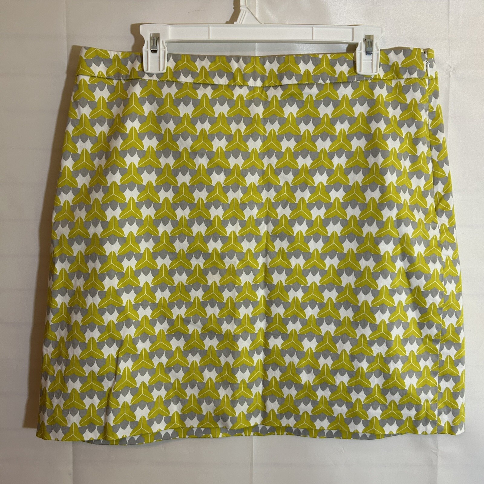 Milly x Banana Republic Collab Skirt 14 Yellow Gray Geometric Print Career Wear