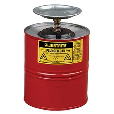 Justrite 10308 Plunger Dispensing Can Red 7-1/4 in OD x 10-1/2 in H 1 Gallon