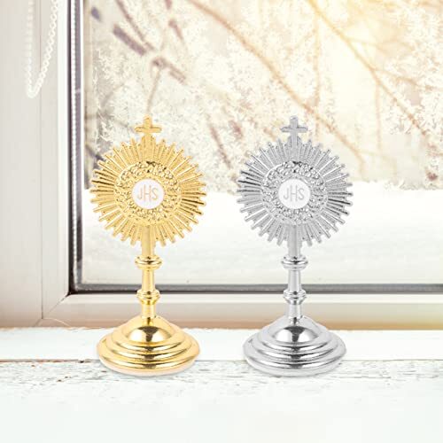 2 Stck. Stehkruzifix mit Basis Tischplatte Metall Katholisch Jesus Kreuz für Zuhause - Bild 6 von 8