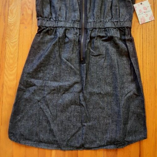 Derek Heart Gray Black Denim Zipper Sleeveless Mini Dress Size Large NWT - Picture 3 of 8