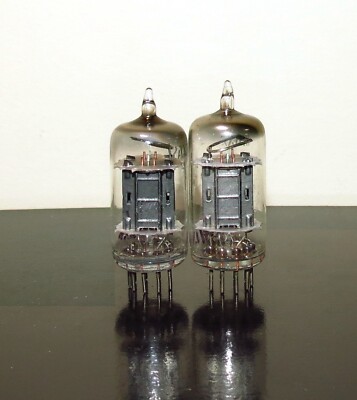 RARE Matched Pair KEN-RAD 12ax7/ECC83 pewter plates Dimpled-getter tubes