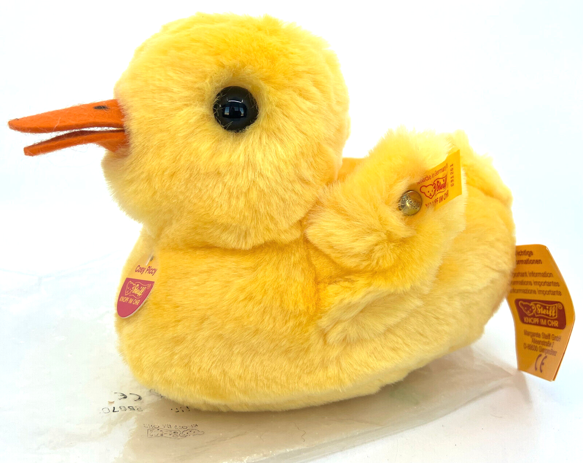 Steiff Cosy Piccy Duck Yellow Plush 1996 NEW 18cm 7in ID Button