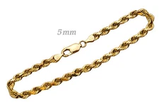 14k Solid Yellow Gold Rope Chain Necklace 5mm Men Women Sz 26 inch