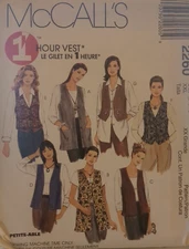 McCall's Sewing Pattern # 2260 Misses' UNLINED VEST IN TWO LENGTHS SZ 24,26 UC/F