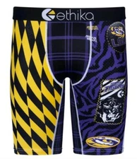 Ethika the Staple LSU Make Noise NCAA Purple Gold Plaid Long Boxers Mn's XL NIP