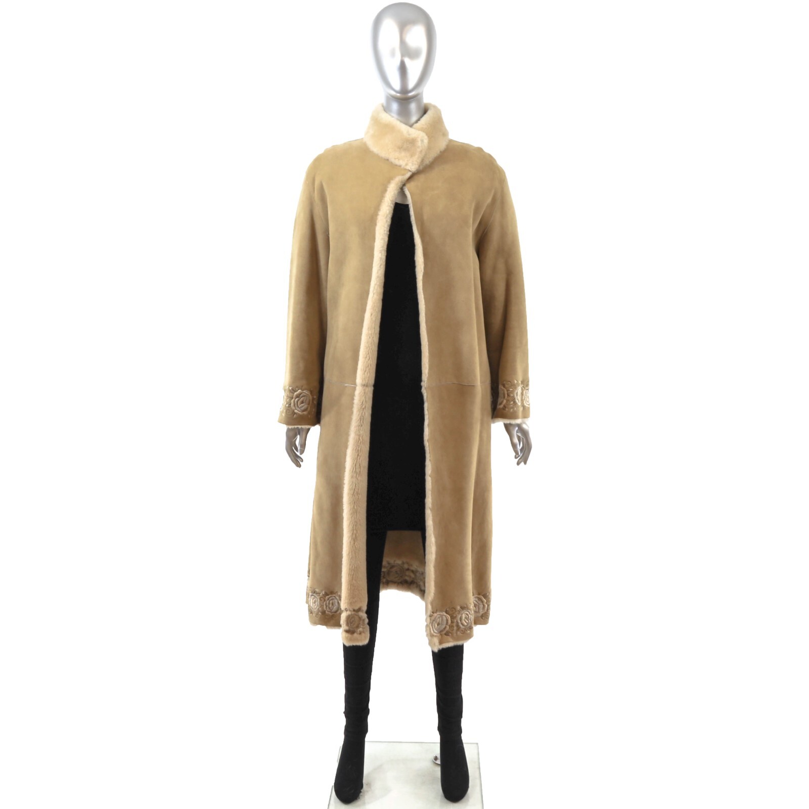 Tan Shearling Coat- Size M image 3