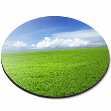 Round Mouse Mat - Green Grass Field Blue Sky Nature Office Gift #21653