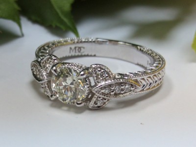 Round Brilliant lab Grown Vintage Style Celtic Knot Diamond Engagement Ring