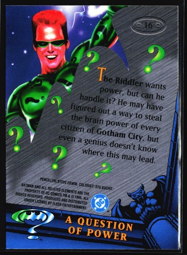 B30s Batman Forever 1995 Dc Comics Fleer Metal #16 Riddler Question Of Power - Picture 2 of 2