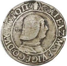 1466-1476 Italy Galeazzo Maria Sforza One Testone - Cleaned and Damaged