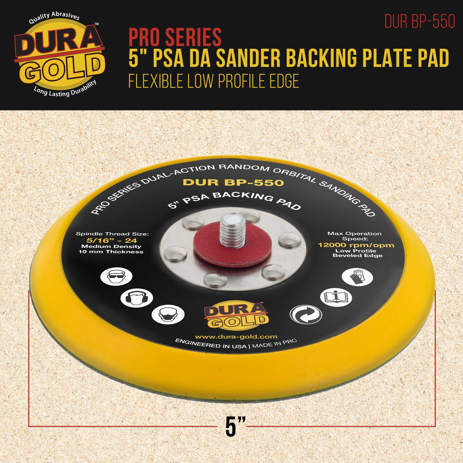 5" PSA DA Sander Backing Plate Pad, Flexible, DualAction Random
