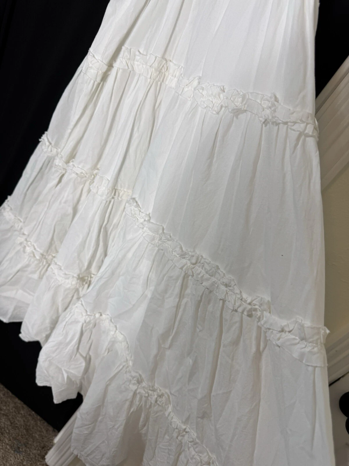 VALENTINO &Merci Abito donna bianco con volant a strati taglio maxi cottage spiaggia angelo fata M