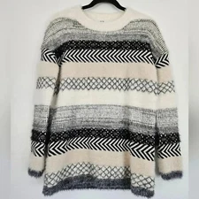 JACK by BB DAKOTA Women's Size S Striped Faux Fur Fuzzy Sweater Tunic