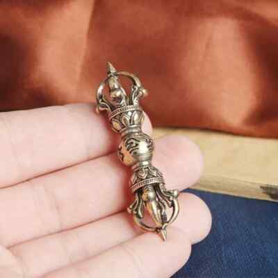 2.1'' Solid Brass Tibetan Tantric Vajra Pestle om mani padme hum Bless pendant