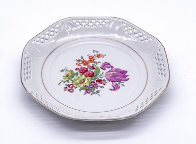 Vintage Floral & Gold Rim Porcelain Ornate Plate | Germany U.S. Zone