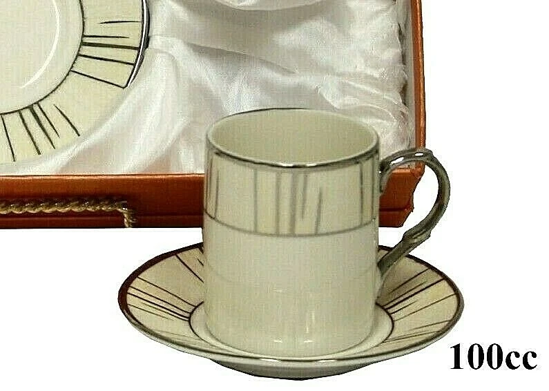 Juego tazas de café 100cc PLATA/blanco juego de tazas y platillos de café Foto 2 de 2