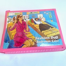 Vintage Barbie Doll Storage Trunk Carrying Case Unfolds Into Bedroom with Beds