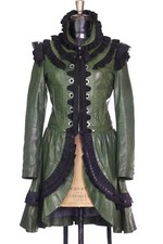 Women's Gothic Lolita Leather Dress Coat Steampunk Victorian Period Costume
