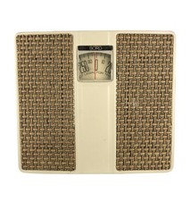 Vtg Borg Beige Rattan WoveN Bathroom Floor Scale Works 11  L x 9-1/2  W Retro