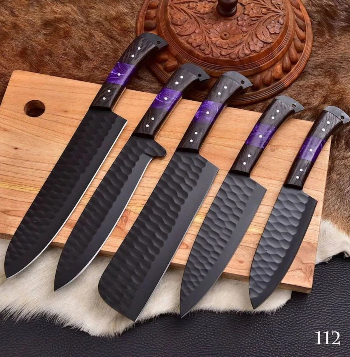 Hand Forged Damascus Steel Chef Set, Kitchen Set, Kitchen Knife Set
